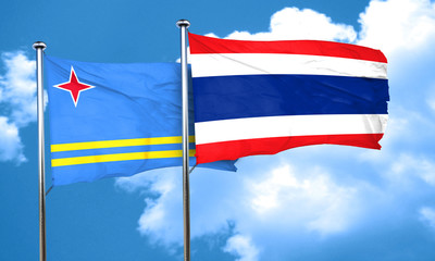 aruba flag with Thailand flag, 3D rendering