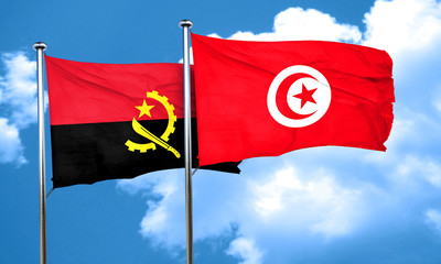 Angola flag with Tunisia flag, 3D rendering