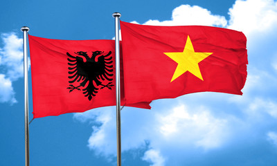 Albania flag with Vietnam flag, 3D rendering