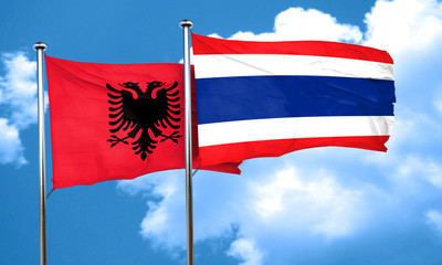 Albania flag with Thailand flag, 3D rendering