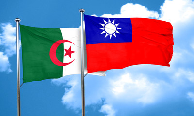 algeria flag with Taiwan flag, 3D rendering