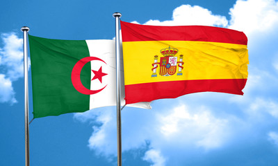 algeria flag with Spain flag, 3D rendering