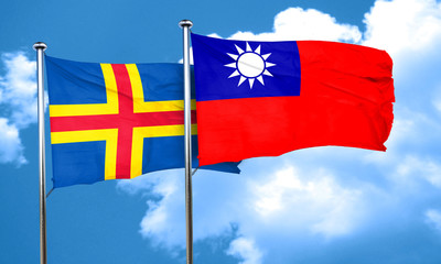 aland islands with Taiwan flag, 3D rendering