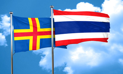 aland islands with Thailand flag, 3D rendering