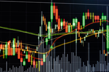 Stock market chart, Stock market data on LED display concept