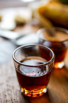 Glass of rum, close up