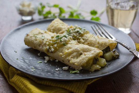 Chayote enchiladas on plate