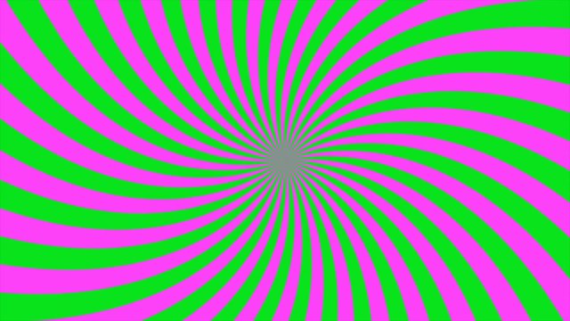 Loop-able animated rotating sunburst with curved pink and green rays