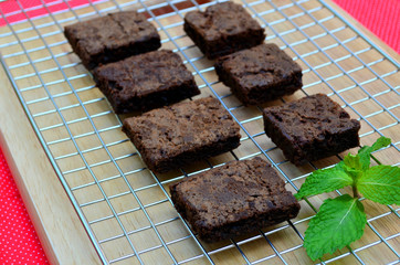 Delicious and soft fresh homemade brownie chocolate, square and