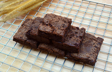 Delicious and soft fresh homemade brownie chocolate, square and