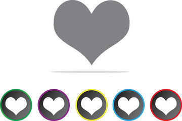 Set of heart icons illustrated on different background