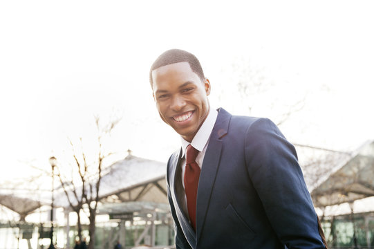 Portrait of young man wearing suit