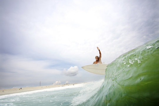 Man surfing on waves
