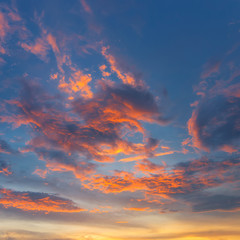 Dramatic sky with red clouds.