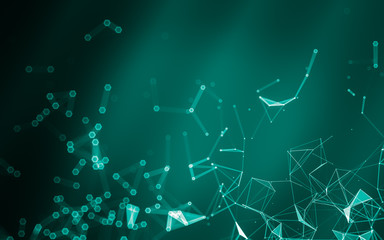 Abstract polygonal space low poly dark background, 3d rendering