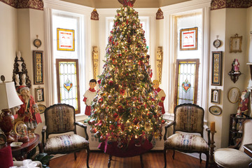Decorated christmas tree indoors