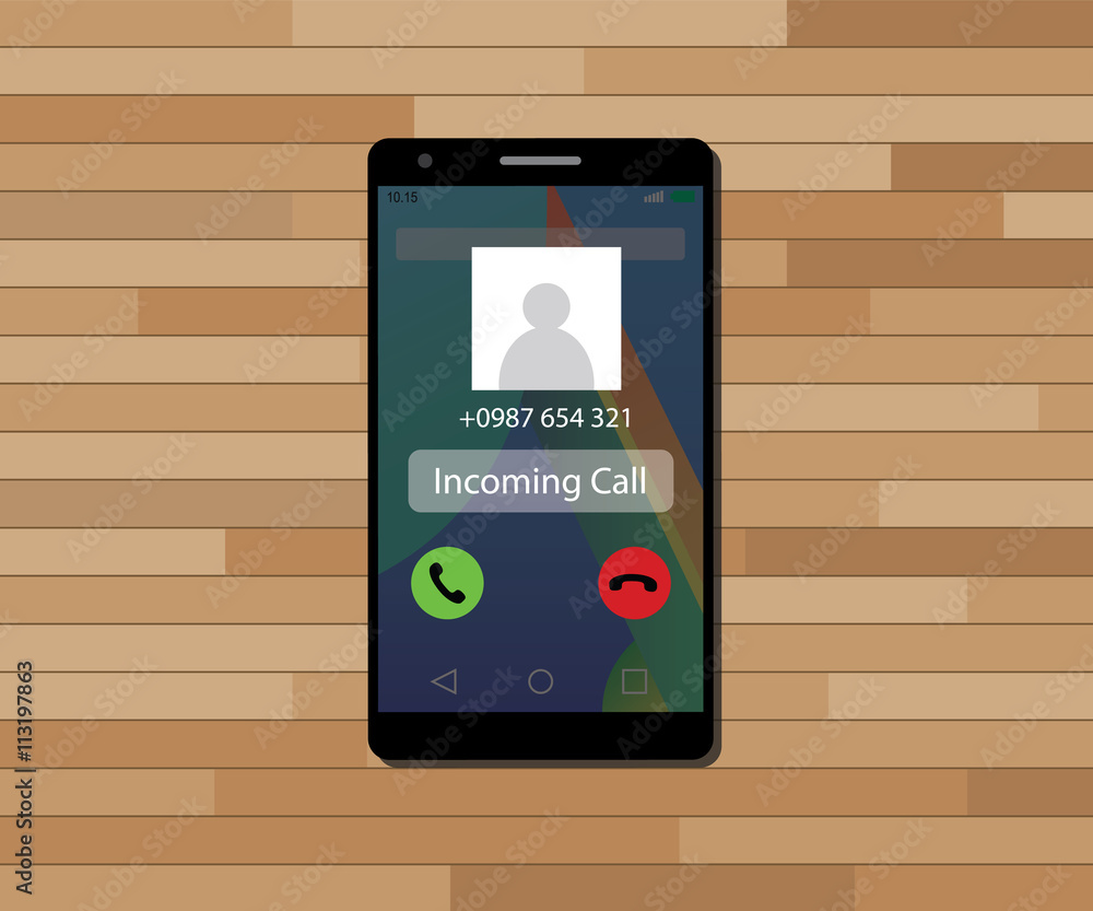 Poster incoming call single isolated object with single phone vector graphic