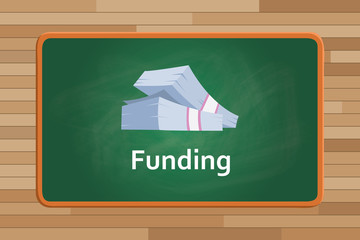 funding money with cash on front of green board chalk vector graphic