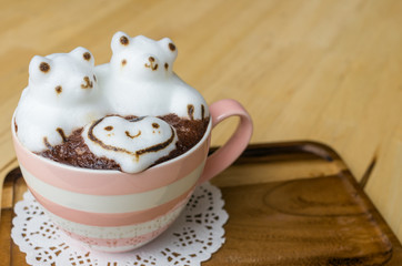 Coffee cup and latte art.