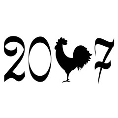 Icon fire rooster, symbol of Chinese new year 2017. Flat design vector illustration icons and logos. black silhouette on white. The concept of a new year on the Chinese calendar