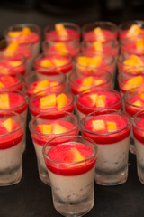  strawberry  panacotta cream dessert on the table