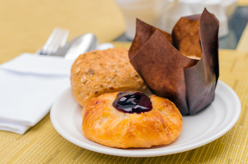 Bread with blue berries.