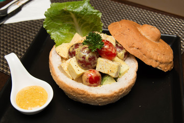  chicken curry  salad in bread  bowl