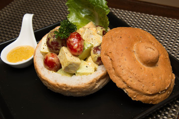  chicken curry  salad in bread  bowl