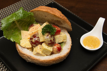  chicken curry  salad in bread  bowl