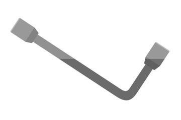 Socket wrench. Illustration of flat socket wrench on a white bac