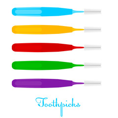 Toothpicks on a white background. Colored Vector toothpicks, iso