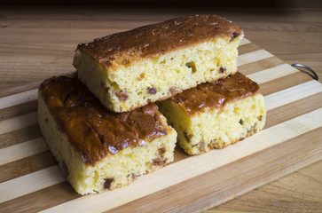 Sweet fruit cake with raisins