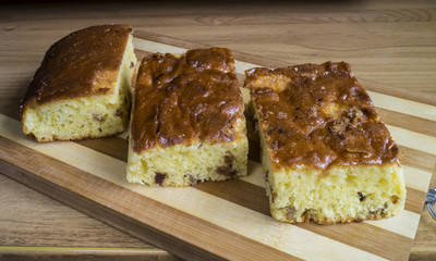 Sweet fruit cake with raisins