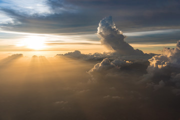 Many cloud in Flying above sunrise