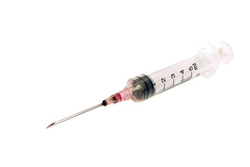 Fototapeta premium Dirty used syringe isolated on white