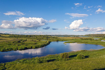 beautiful day landscape with a lake