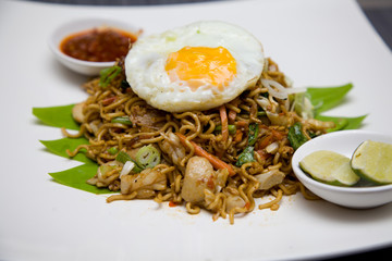 asian fried noodle food
