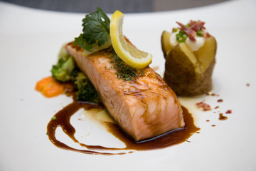grilled salmon steak