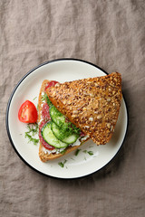 healthy sandwich with cucumbers