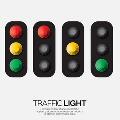 Traffic light. Origami Red, yellow, green lights - Go, wait or slow, stop. Paper cut International Traffic Light's Day. Applique Vector design illustrations.