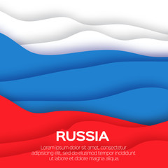 Russia flag. Red. White. Origami paper cut vector illustration