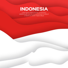 Obraz premium Indonesia flag. Red. White. Origami paper cut vector illustration