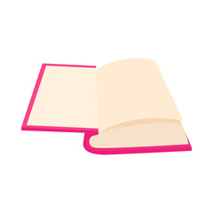 Opened book icon in cartoon style