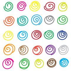 Set of multicolored spirals