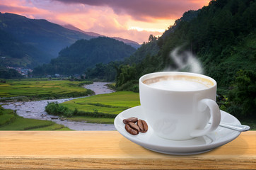 Coffee cup on the table.