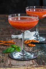 Spiced plum Bellini cocktail with Prosecco