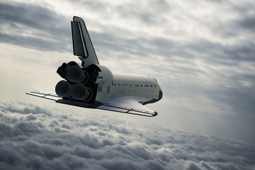 Space Shuttle In The Clouds