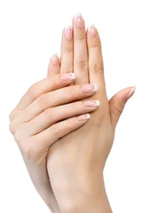 Poster Female hands with french manicure © Anton