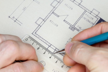 Zeichnung eines Bauplans