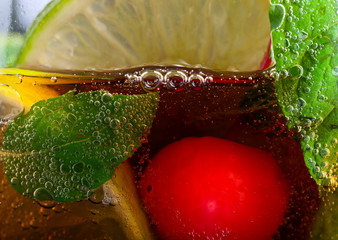  cola with lime , cherry  and peppermint